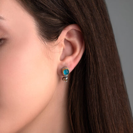 Doublet Apatite Stud Earrings – 925 Sterling Silver