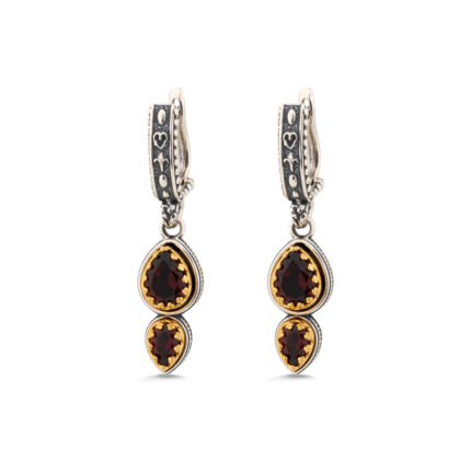 Doublet Garnet Teardrop Dangle Earrings – 925 Sterling Silver
