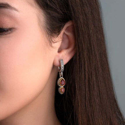 Doublet Garnet Teardrop Dangle Earrings – 925 Sterling Silver