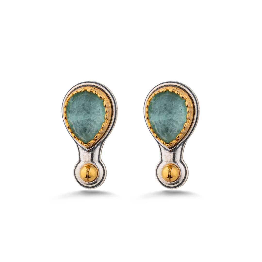 LA-SK-12320031-SK11032.1 Amazonite Doublet Stud Earrings – 925 Sterling Silver