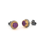 Doublet Ruby or Turquoise Copper Stud Earrings – 925 Sterling Silver - Image 8