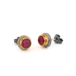 Doublet Ruby or Turquoise Copper Stud Earrings – 925 Sterling Silver
