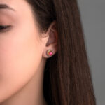 Doublet Ruby or Turquoise Copper Stud Earrings – 925 Sterling Silver
