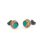 Doublet Ruby or Turquoise Copper Stud Earrings – 925 Sterling Silver