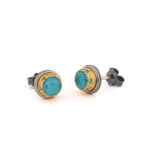 Doublet Ruby or Turquoise Copper Stud Earrings – 925 Sterling Silver - Image 6