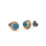 Doublet Ruby or Turquoise Copper Stud Earrings – 925 Sterling Silver - Image 5