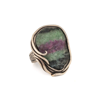 925 Sterling Silver Ring with Raw Azurite Malachite