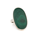Malachite Gemstone Oval Ring – 925 Sterling Silver