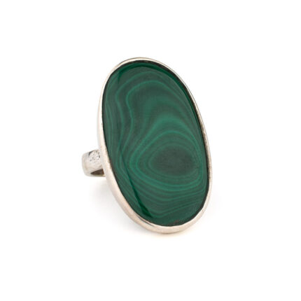 Malachite Gemstone Oval Ring – 925 Sterling Silver