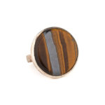 Tiger Eye Round Ring – 925 Sterling Silver