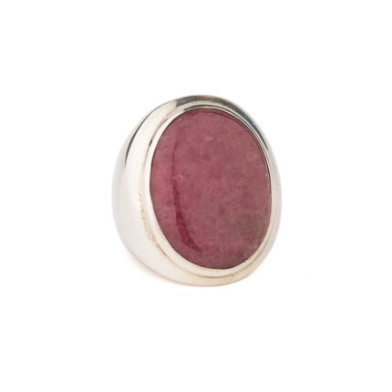 Oval Rhodonite Cocktail Ring – Sterling Silver 925