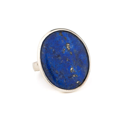 925 Sterling Silver Oval Ring with Lapis Lazuli