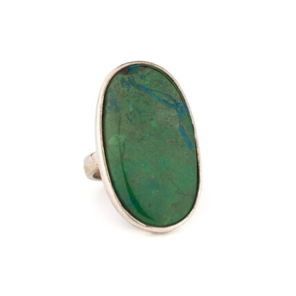 Boho Malachite Oval Ring – Handmade Silver 925
