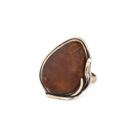 925 Sterling Silver Ring with Raw Amber