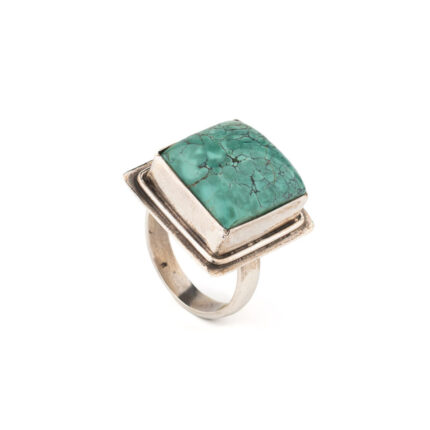 Square Turquoise Ring – 925 Sterling Silver