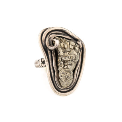 925 Sterling Silver Ring with Raw Pyrite