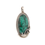 Oval Malachite Gemstone Pendant – Sterling Silver 925