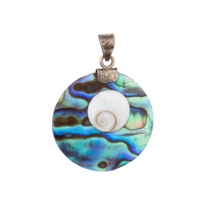 Round Colorful Mother of Pearl Eye of the Sea Pendant – 925 Silver