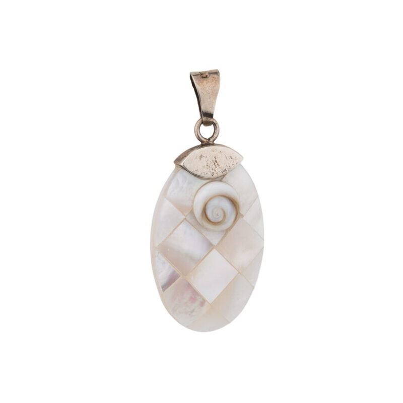 Oval Mother of Pearl Eye of the Sea Pendant – Sterling Silver 925