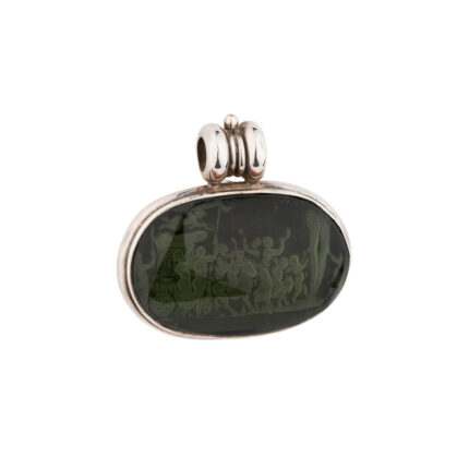 Ancient Greek Intaglio Seal Stone Pendant in Sterling Silver