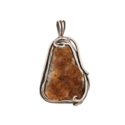 925 Sterling Silver Raw Citrine Pendant