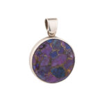 Geometric Round Purple Copper Pendant – 925 Silver