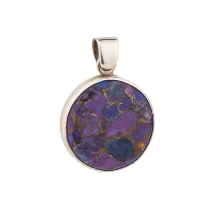 Geometric Round Purple Copper Pendant – 925 Silver