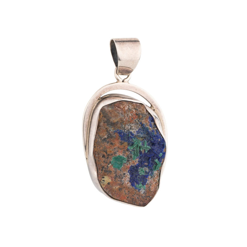 Azurite & Malachite Gemstone Pendant – 925 Silver