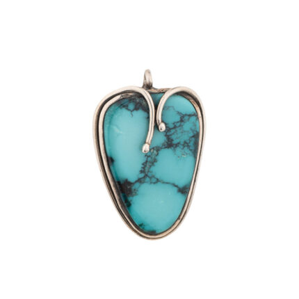925 Sterling Silver Heart Pendant with Turquoise Opal