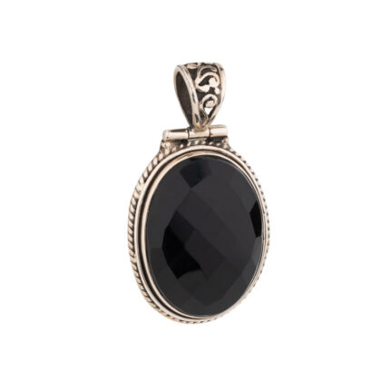 Black Onyx Oval Pendant – 925 Sterling Silver