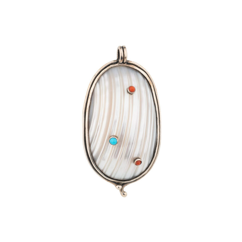 Boho Shell Pendant with Beads – Sterling Silver 925