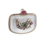 Mother of Pearl Pendant with Garnet & Peridot – Sterling Silver 925