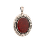 Poppy Jasper Greek Key Pendant – Sterling Silver 925