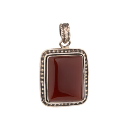 Carnelian Gemstone Pendant – Handmade Silver 925