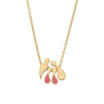 Family Necklace with Parents and Two Daughters Pendant - 9K Gold