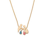 Family Necklace with Parents Son and Daughter Pendant - 9K Gold