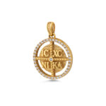 Konstantinato IC XC NI KA Round Pendant with Zircon – 9K Gold