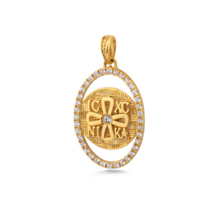 Byzantine Konstantinato Oval Pendant - 9K Gold