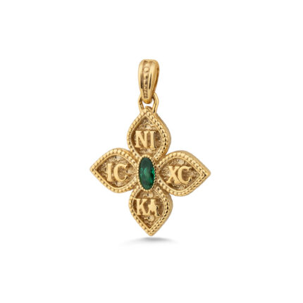 9K Yellow Gold Byzantine Orthodox Cross Pendant – IC XC NIKA Design