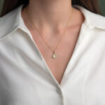 Phaistos Disc Pendant - 14k Gold with Blue Opal - Image 2