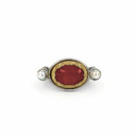 Byzantine Ring with Amazonite Doublet Stone - 925 Sterling Silver Gold Plated - Image 6