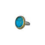 Gerochristo - Iris Oval Ring in Sterling Silver with Turquoise Copper