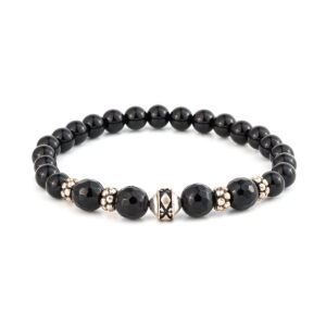 Sterling silver bracelet with black onyx beads