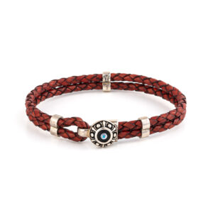 Lucky Eye Leather Bracelet - 925 Sterling Silver