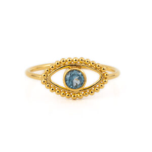 Sterling Silver Gold Plated Blue Topaz Ring
