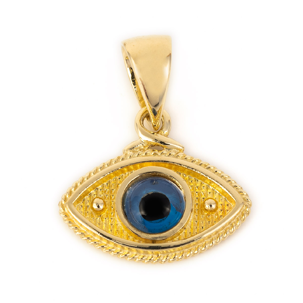 14K Solid Gold Red Evil Eye Pendant | 10mm Diameter | Evil Eye Charms | Gold Charms | Protection Charms | Oval Shape Evil Eye