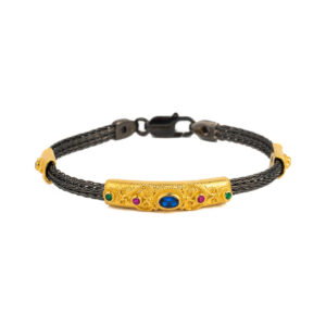 Byzantine Bracelet with Swarovski Crystals - Sterling Silver Gold Plated