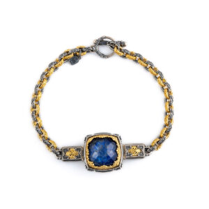 Βραχιόλι Lapis Lazuli - Ασήμι 925 και Επιχρυσωμένο Ασήμι