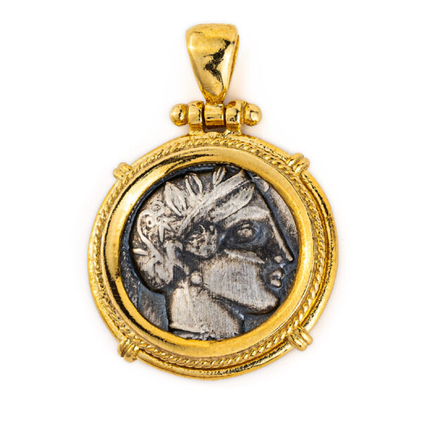 Athena and Wise Owl Coin Pendant