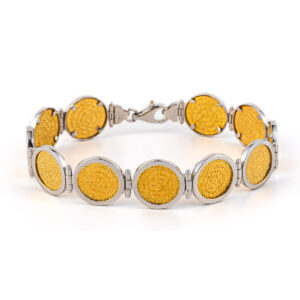 Phaistos Disc Link Bracelet - 925 Sterling Silver and Gold Plated